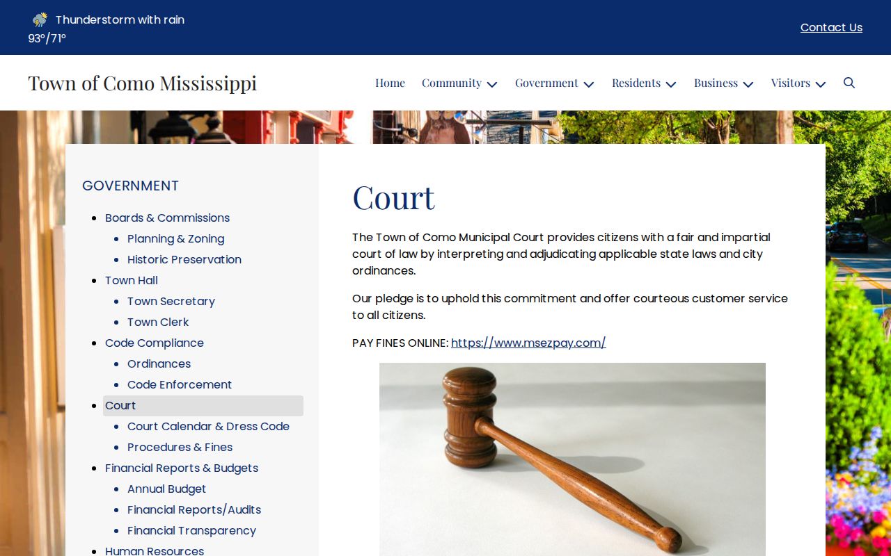 Official Como municipal court page and online fine link