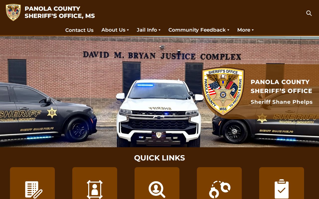 Official Panola County Sheriff website navigation
